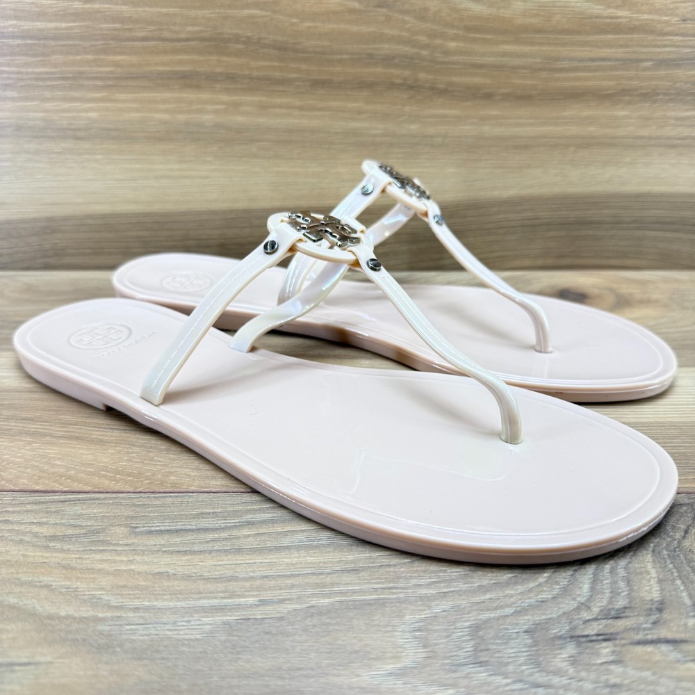 Tory Burch Jelly Mini Miller Flip Flops 10 Peachy Nude Rubber Resort Pool